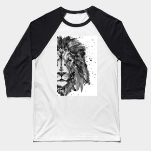 Black And White Half Faced Lion Baseball T-Shirt